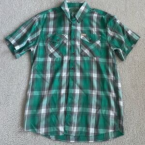 Dixxon Green The Grafton Street Bamboo Plaid Short Sleeve Men's Shirt Medium